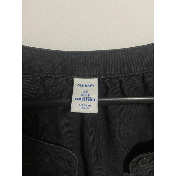 Old Navy Black Chambray Ruffle-Yoke Shirt Shift Dress Size 2X - Picture 6 of 7